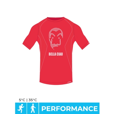 Short sleeve t-shirt bella ciao man performance +5° / +35° - red