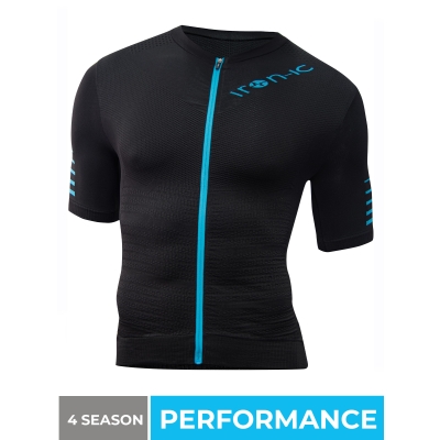T-shirt POWER short sleeve black full zip - man performance
