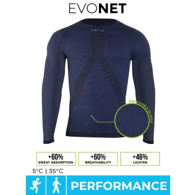EVONET - T-shirt manica LUNGA blue unisex