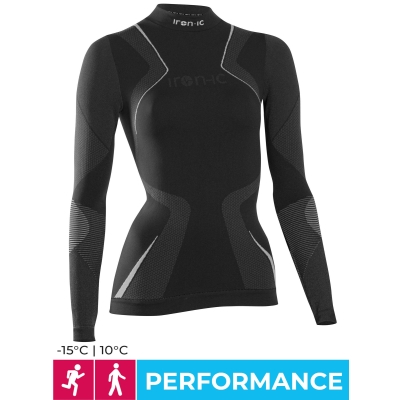 Long-sleeve t-shirt black suitable for low temperatures - woman performance