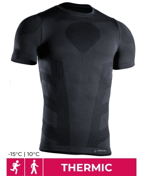 Short sleeve t-shirt black- man thermic -15° / +10°